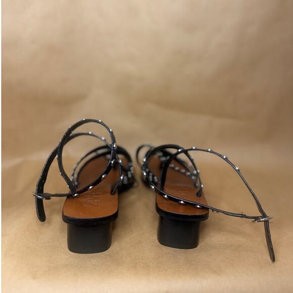 BNWT Zara Studded Genuine Leather Heeled Sandals SZ EU 37 - Picture 3 of 7